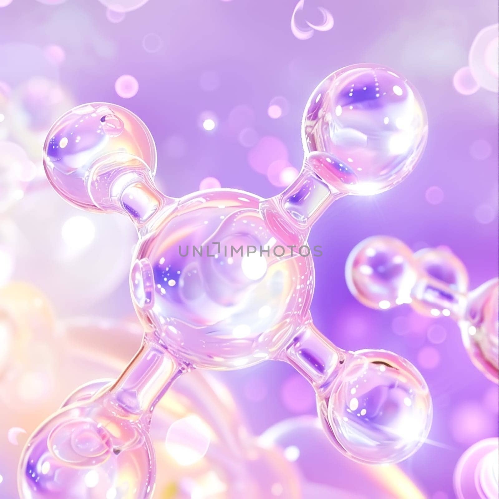 Hyaluronic acid molecular elements. Background for cosmetic product.