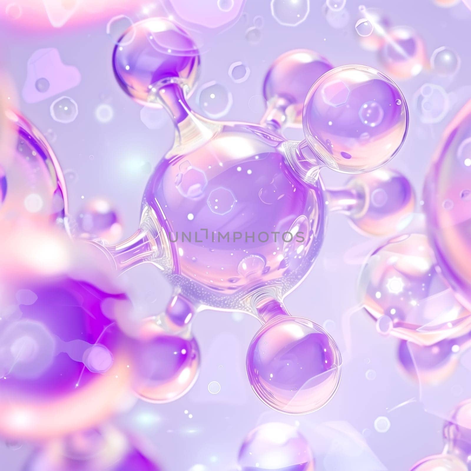 Hyaluronic acid molecular elements. Background for cosmetic product.