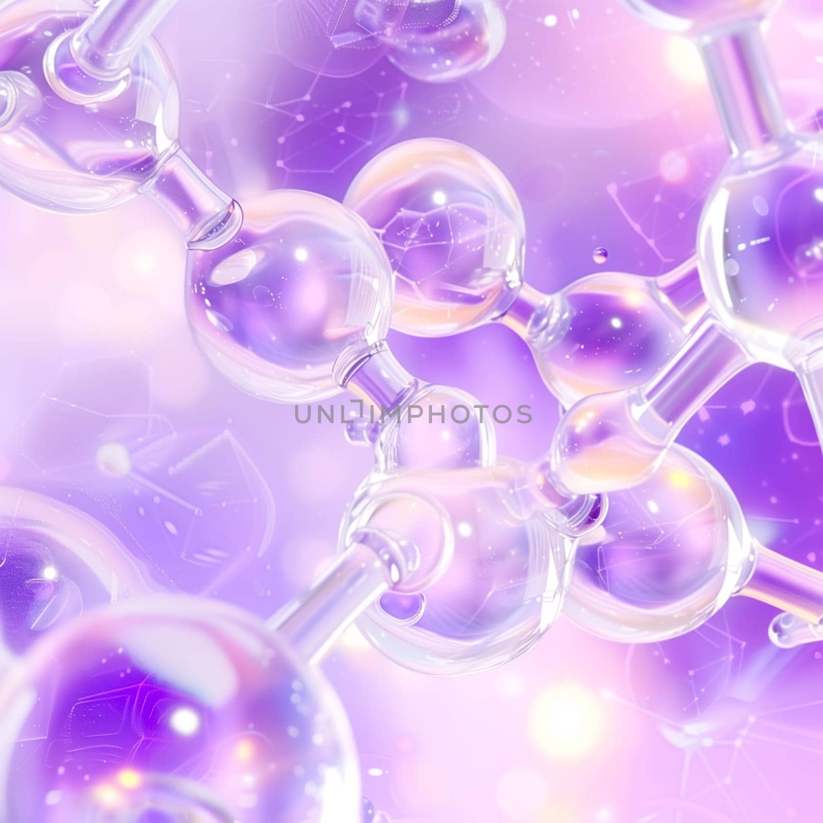 Hyaluronic acid molecular elements. Background for cosmetic product.