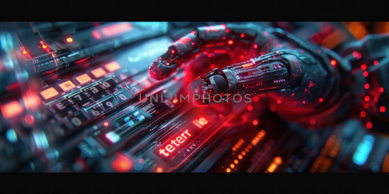 Close Up of Futuristic Device With Red Lights by but_photo
