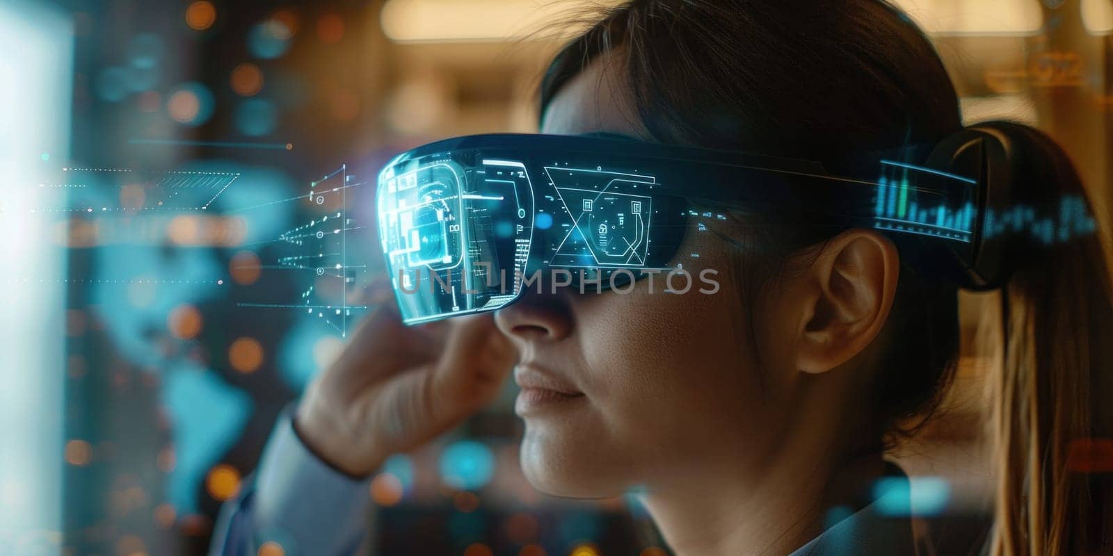 Woman Engaging With Virtual Reality Glasses by but_photo