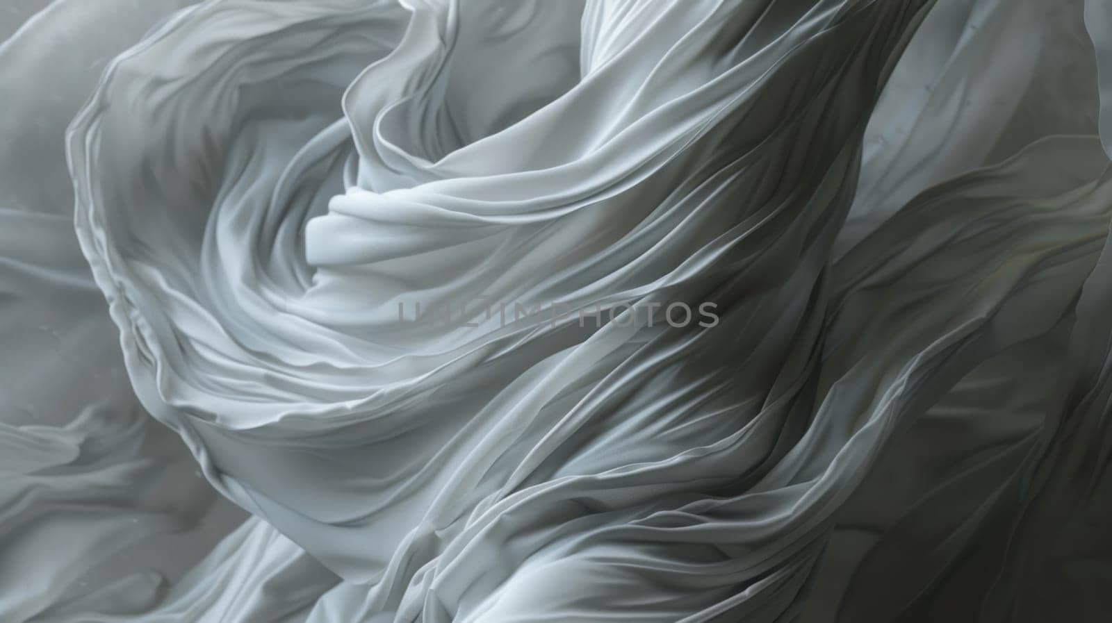 Close-up of crumpled white fabric creating abstract patterns and textures.