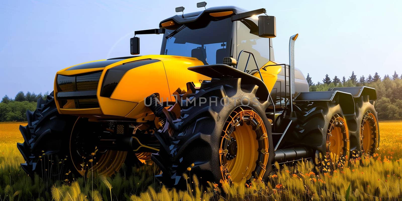Modern Agriculture Tractor. A powerful vehicle used for various farm tasks, including plowing, tilling, planting, and transportation. by sarymsakov