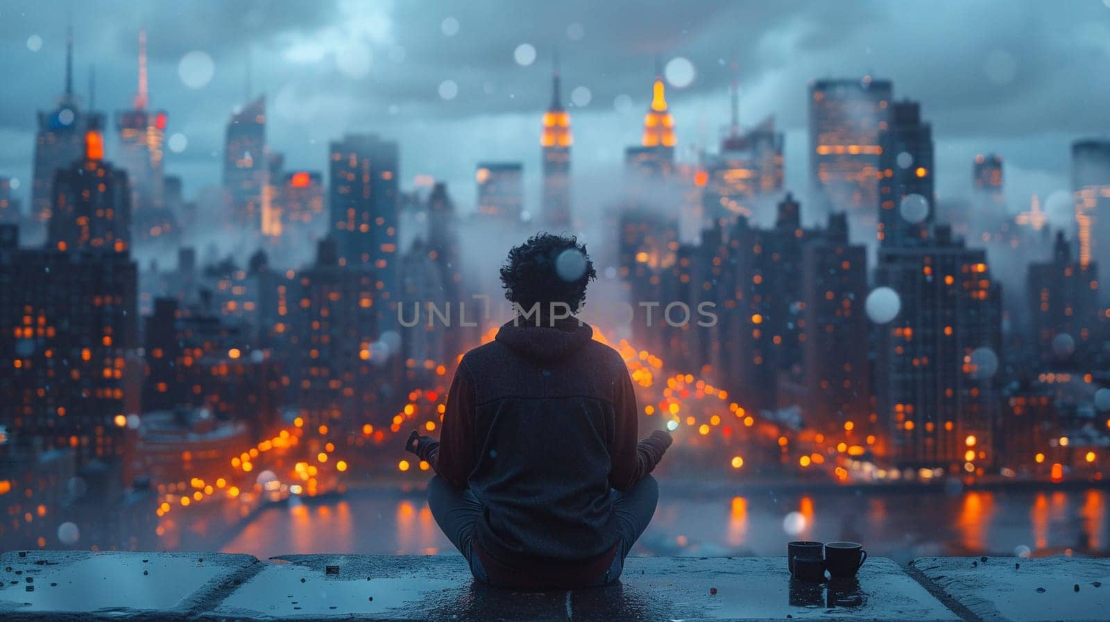 Conceptual photo of person meditating in urban setting to represent World Sleep Day