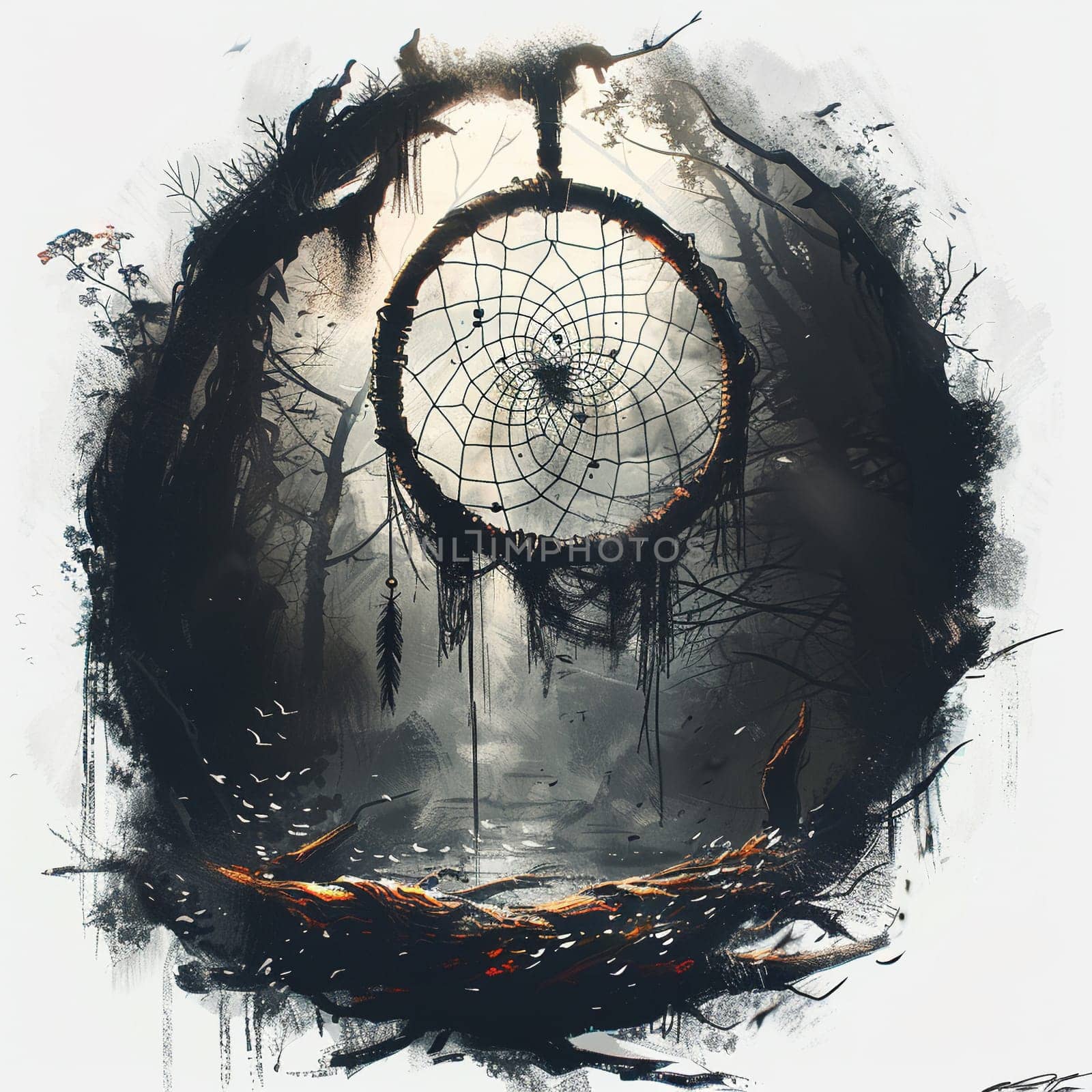 Fantasy concept sketch of dreamcatcher netting bad dreams for World Sleep Day