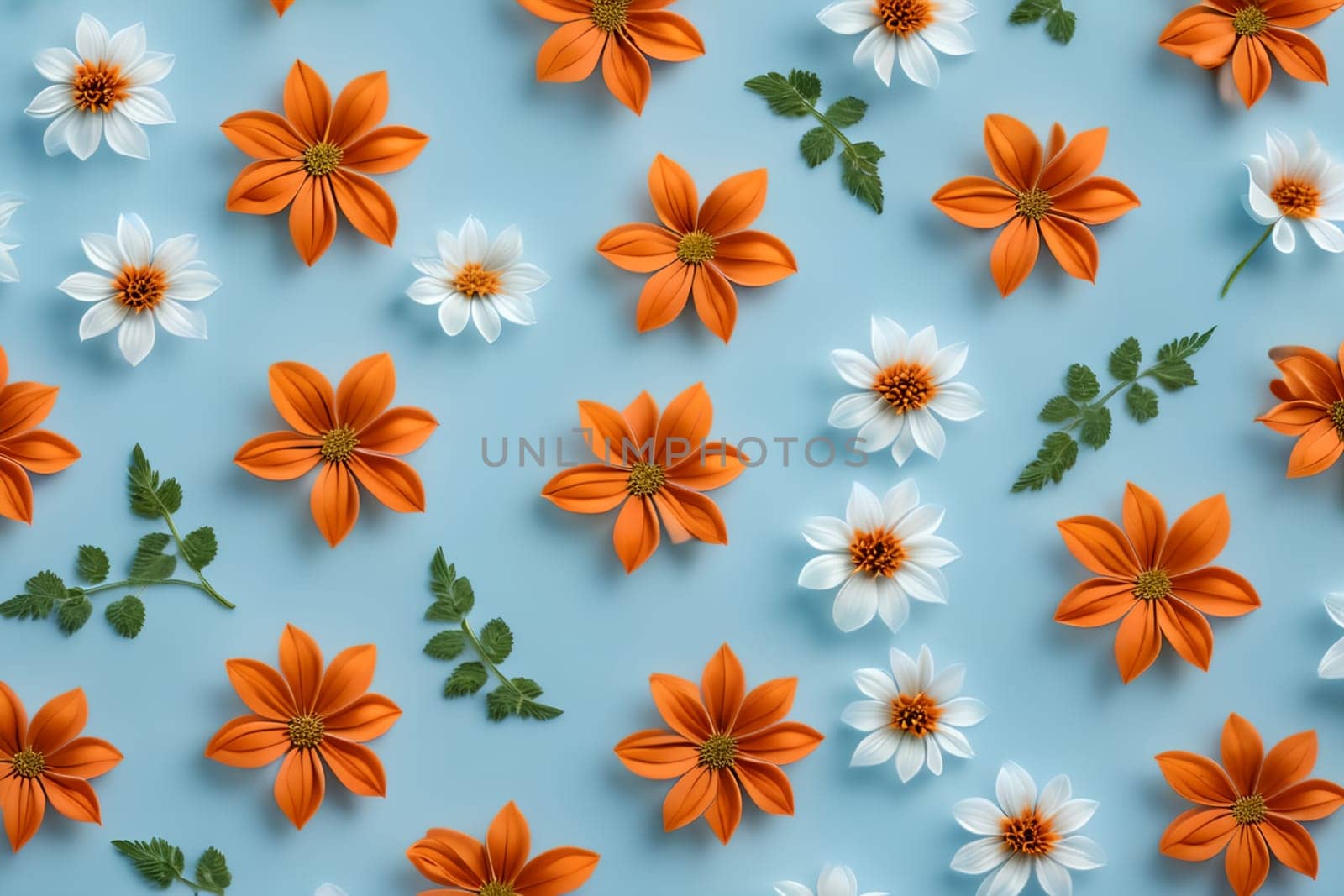 Bouquet of colorful bright flowers, isolated on a blue background.
