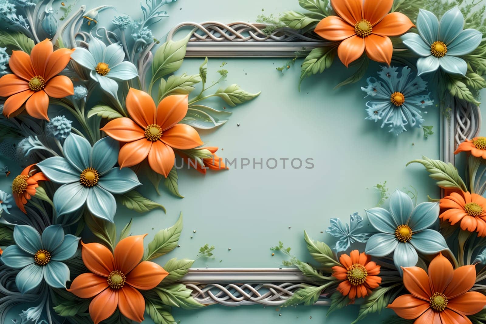 Bouquet of colorful bright flowers, isolated on a blue background.