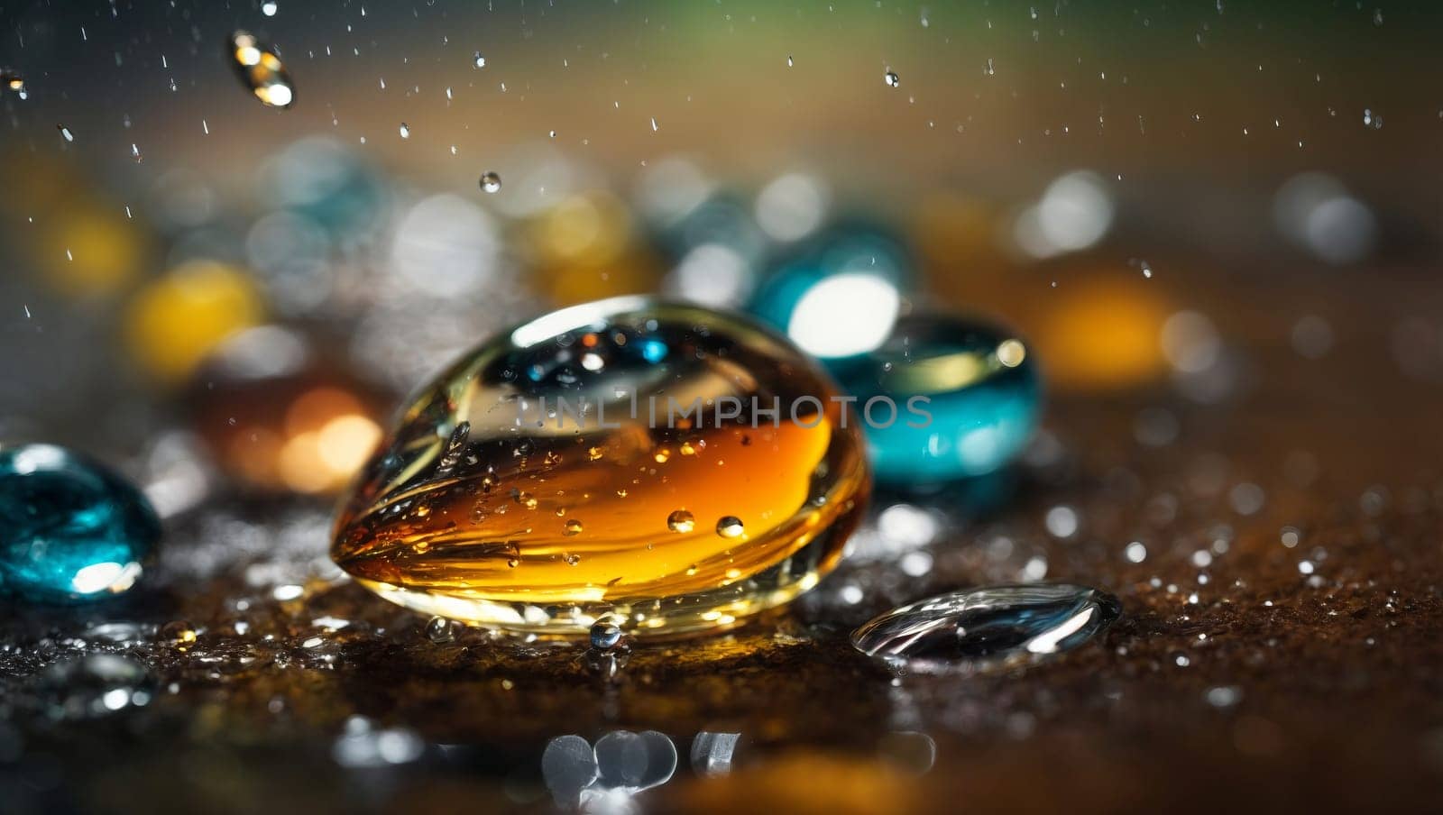 Photograph of falling raindrops by applesstock