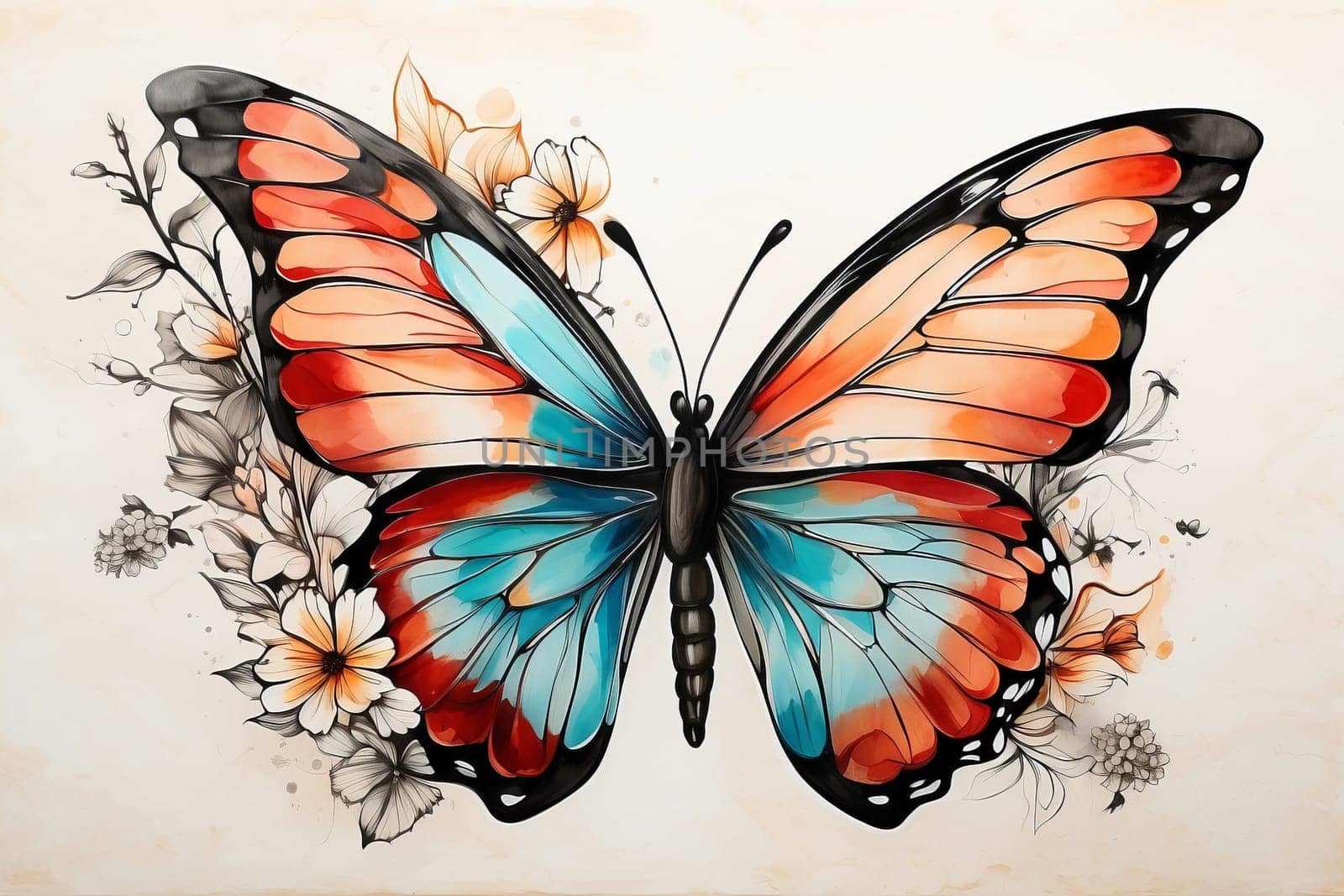 Butterfly painted in watercolor by applesstock