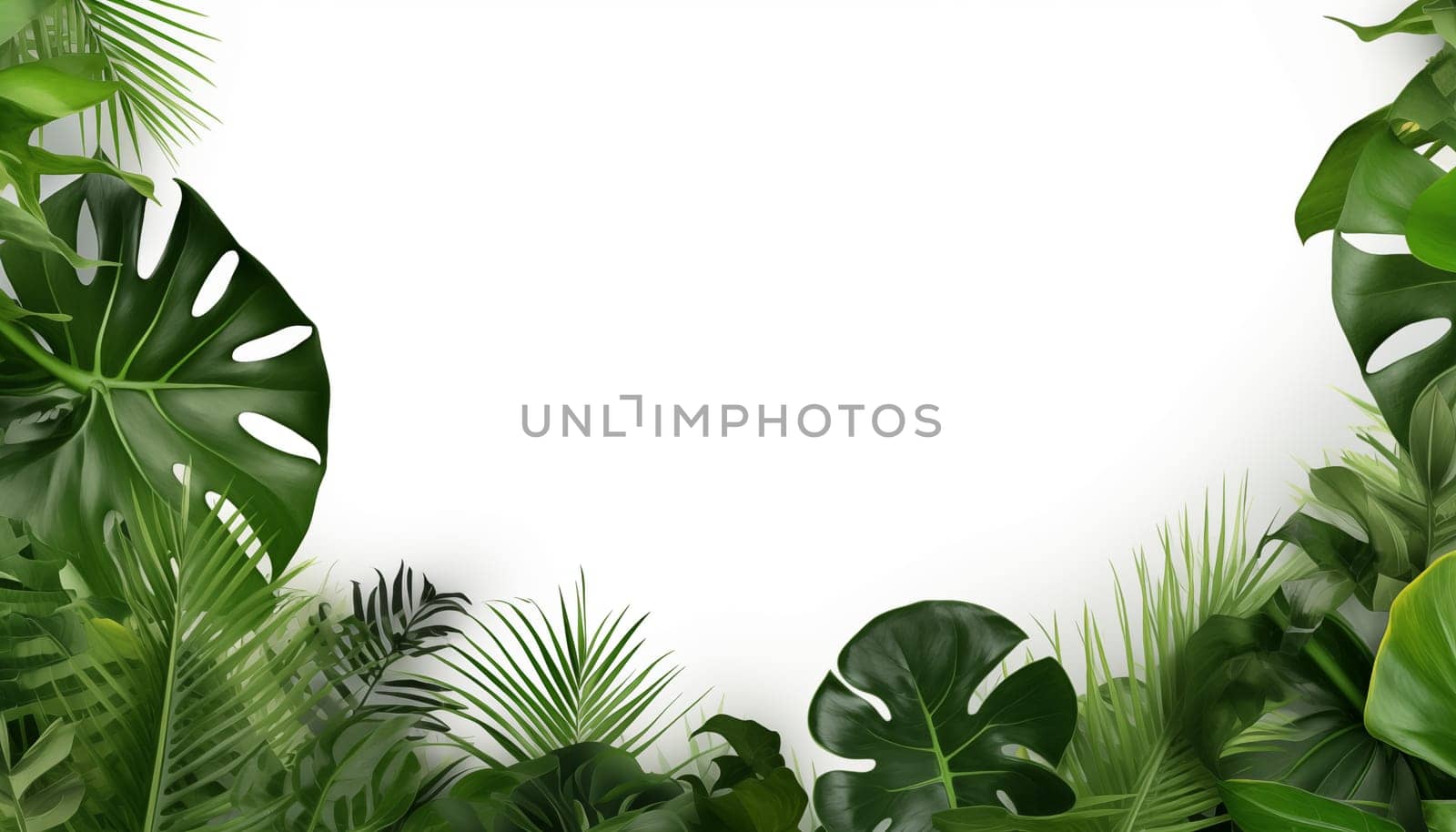 Tropical leaves nature frame layout of Monstera. High quality photo