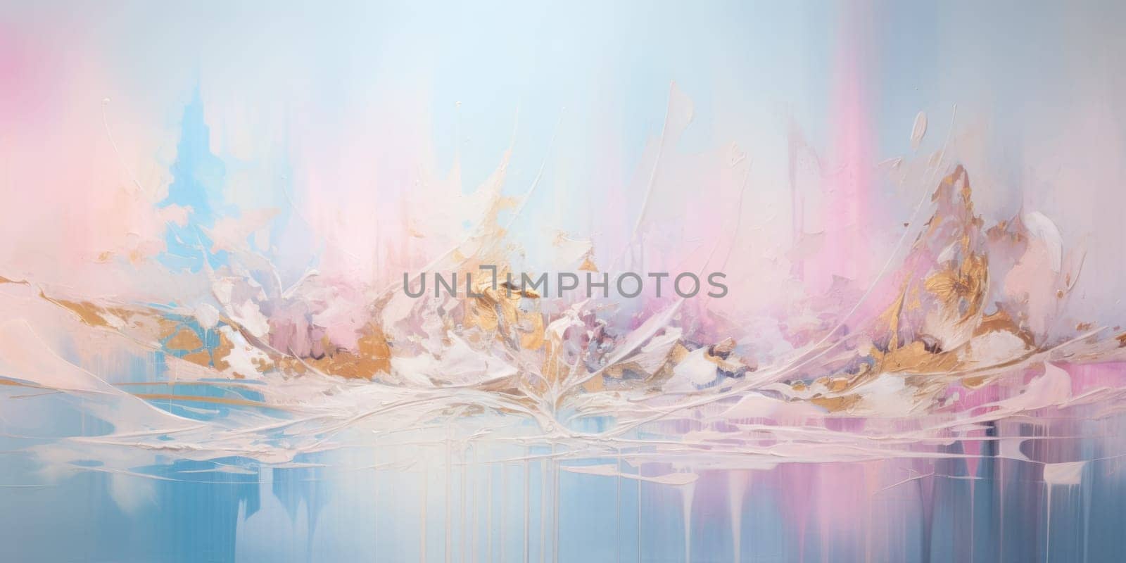 An abstract picture of gold, pink and blue color painted on background. AIGX01. by biancoblue