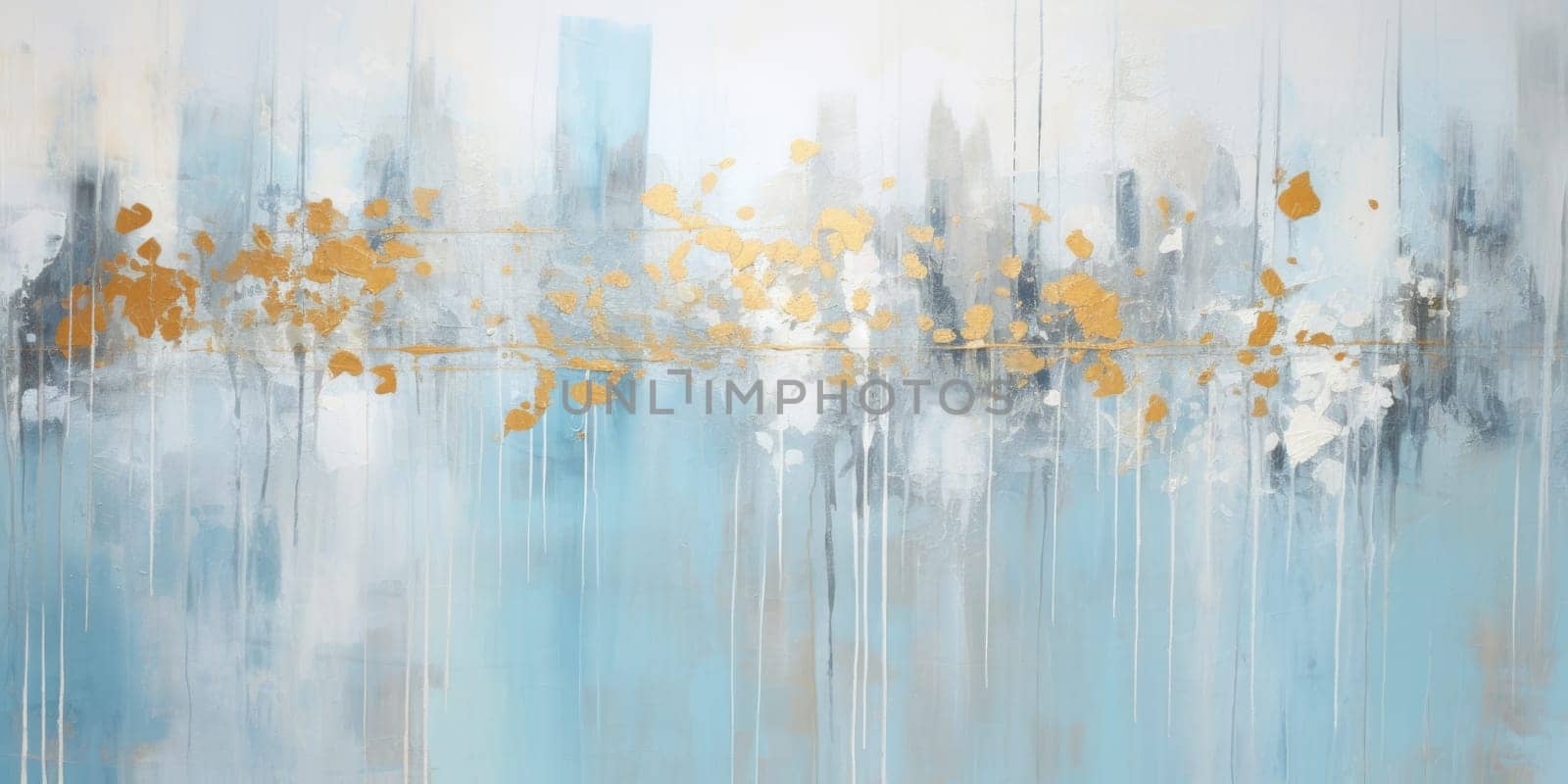 An abstract picture of gold, blue and black color painted on background. AIGX01. by biancoblue