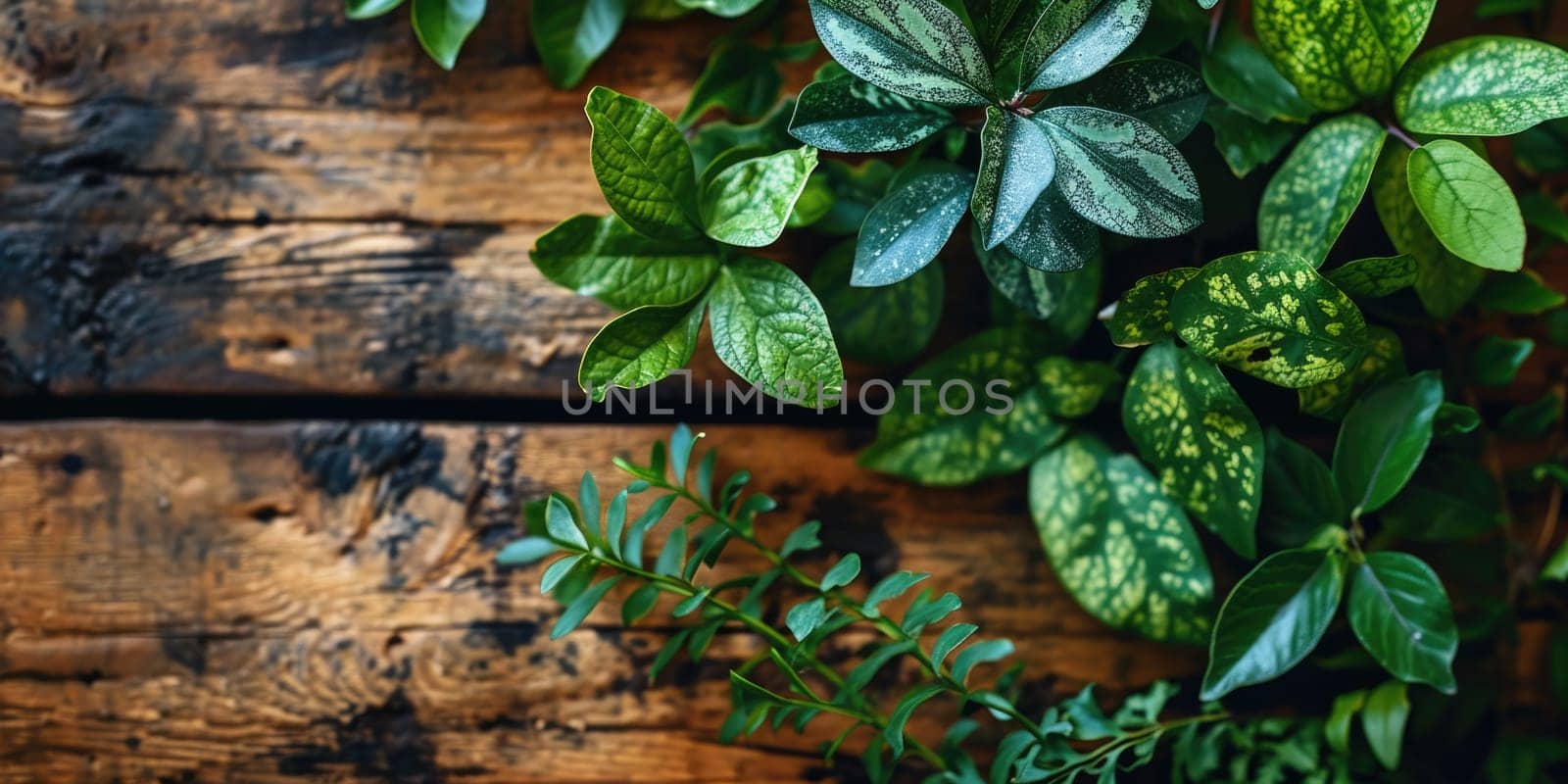 The picture of nature that focused to the green leaf from tree in the forrest that stay on ground and got illuminated with bright light of a sunlight in the summer or spring time of the year. AIGX03.