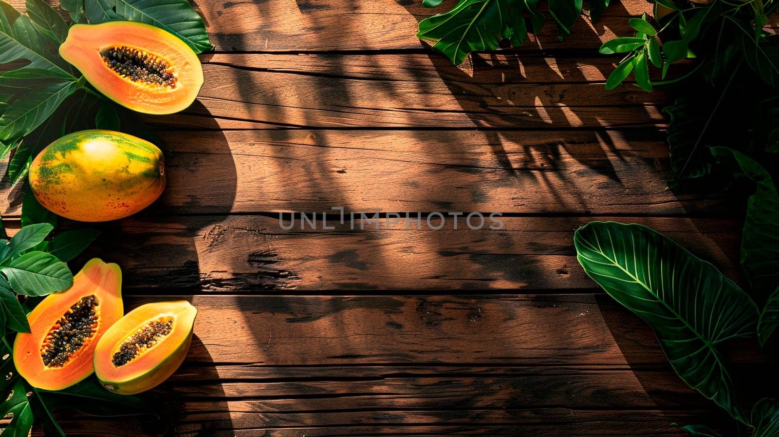 Papaya on a wooden background. Selective focus. Food.