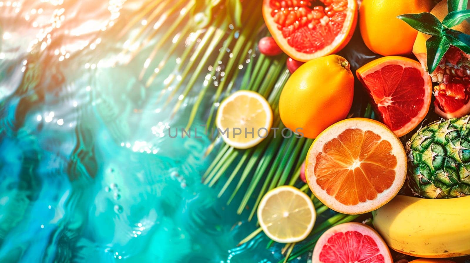 various beautiful exotic fruits. Selective focus. by yanadjana