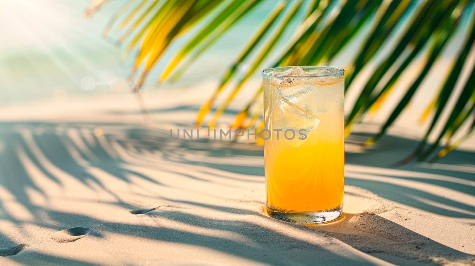 beautiful cocktail against the backdrop of the sea. Selective focus. by yanadjana