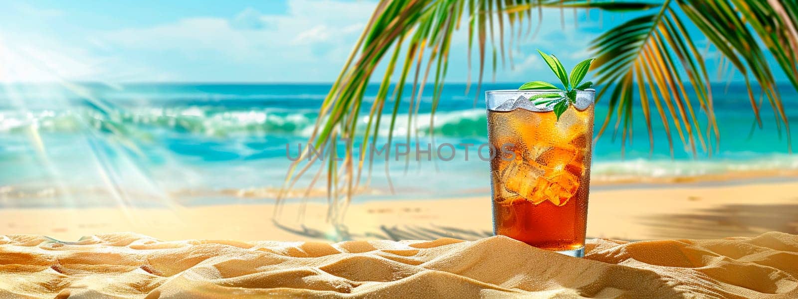 beautiful cocktail against the backdrop of the sea. Selective focus. by yanadjana