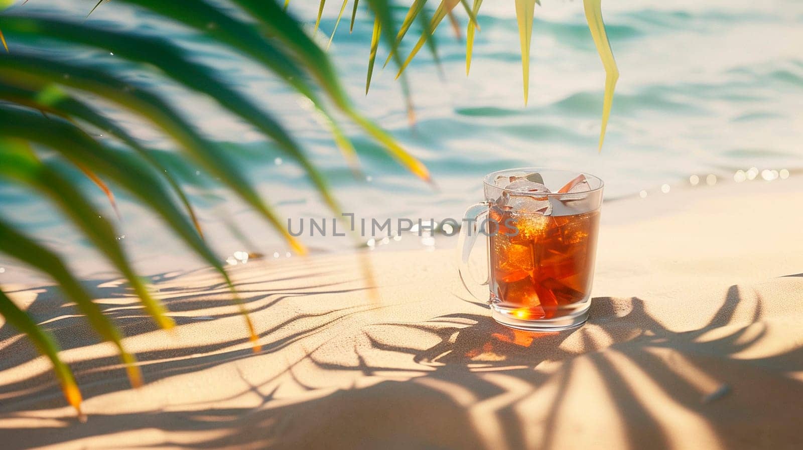 beautiful cocktail against the backdrop of the sea. Selective focus. by yanadjana