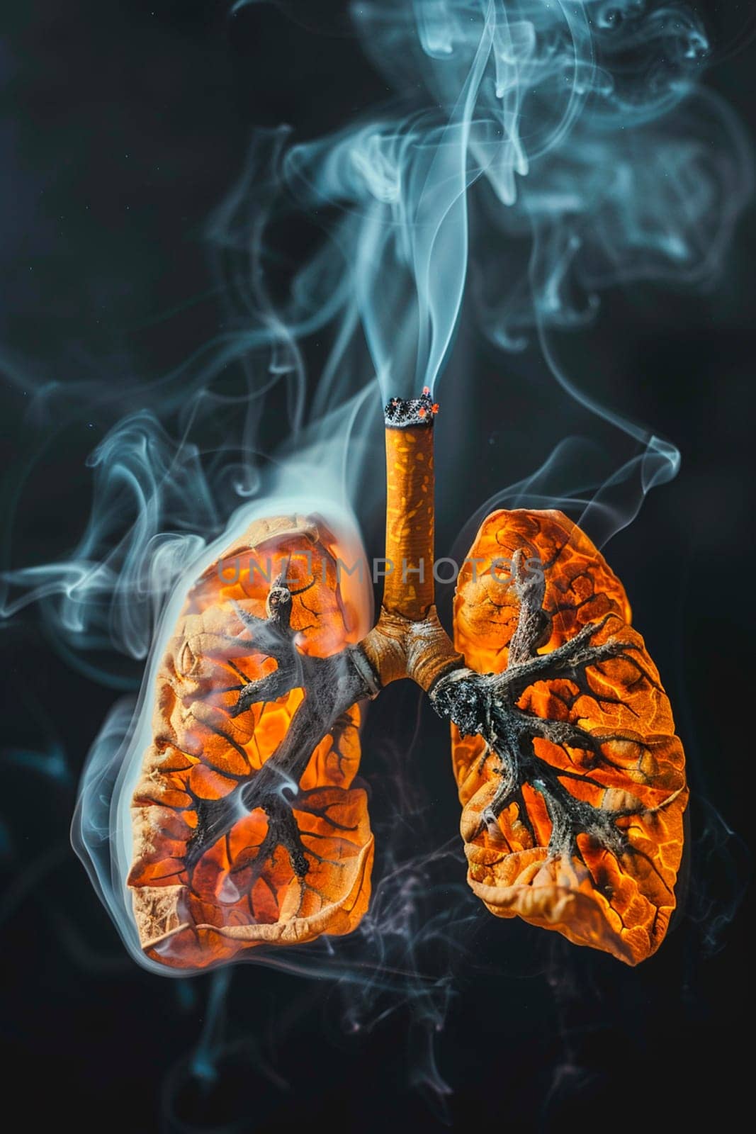 Smoker's lungs in smoke. Selective focus. by yanadjana