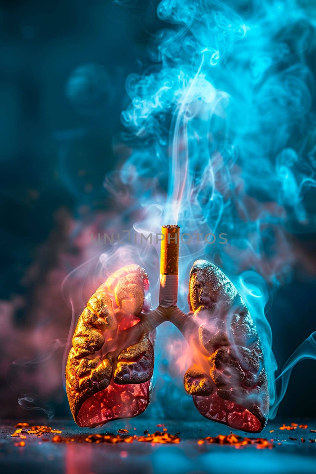 Smoker's lungs in smoke. Selective focus. by yanadjana