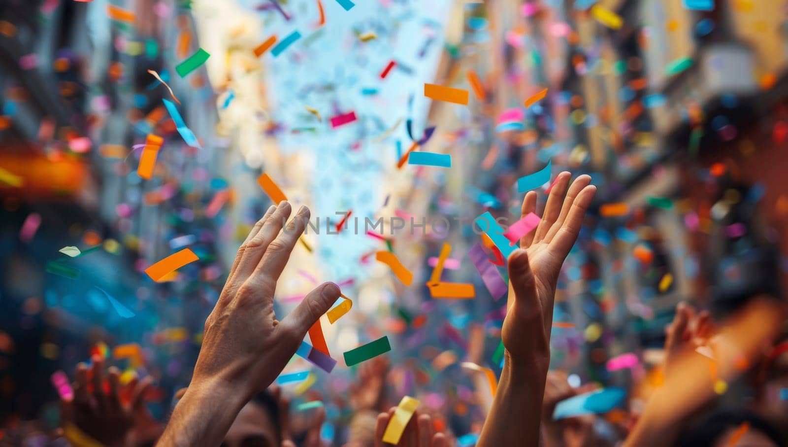 Confetti falling on crowd at music festival