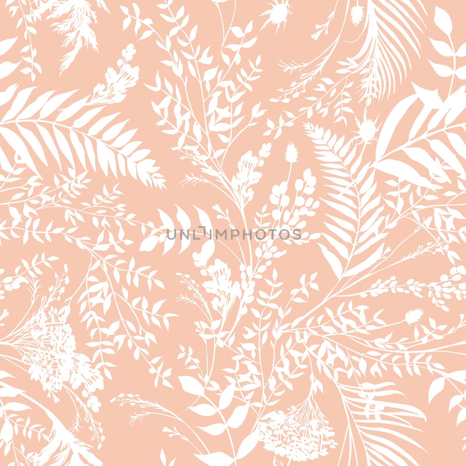 Seamless watercolor pattern with boho style fern branches and leaves drawn by MarinaVoyush