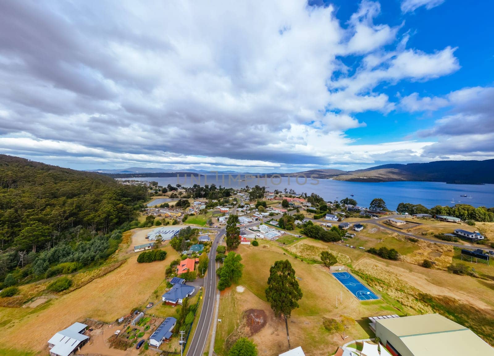 DOVER AUSTRALIA - FEBRUARY 25, 2024: Views of the quaint town of Dover on the Southern Peninsula in Huon Valley, Tasmania, Australia