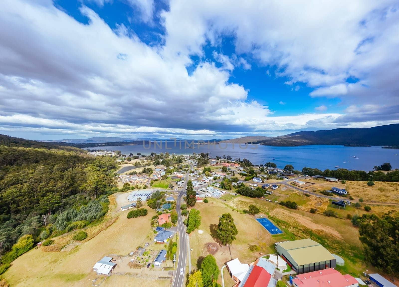 DOVER AUSTRALIA - FEBRUARY 25, 2024: Views of the quaint town of Dover on the Southern Peninsula in Huon Valley, Tasmania, Australia