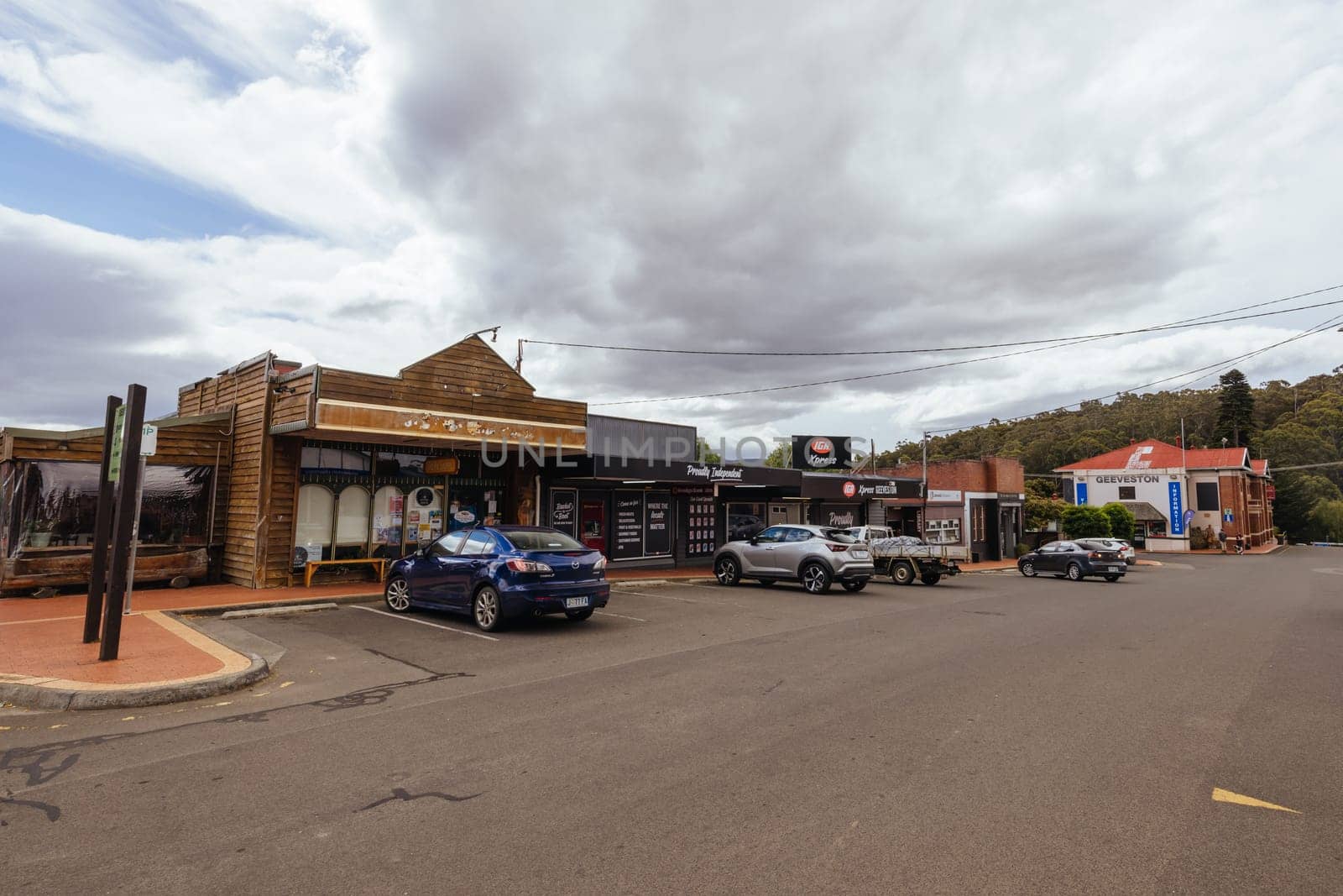 GEEVESTON AUSTRALIA - FEBRUARY 25, 2024: Town views of Geeveston on the Southern Peninsula in Huon Valley, Tasmania, Australia