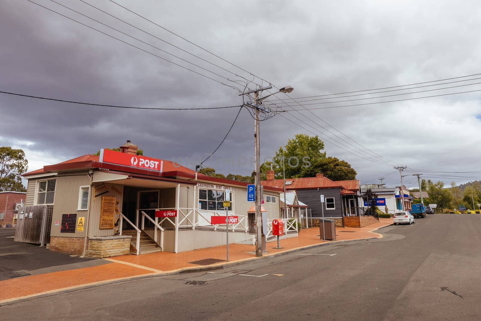 GEEVESTON AUSTRALIA - FEBRUARY 25, 2024: Town views of Geeveston on the Southern Peninsula in Huon Valley, Tasmania, Australia