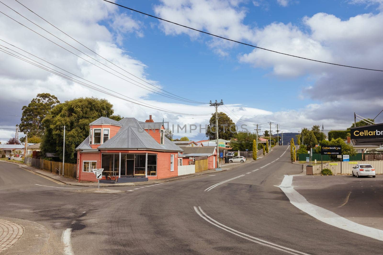 DOVER AUSTRALIA - FEBRUARY 25, 2024: Views of the quaint town of Dover on the Southern Peninsula in Huon Valley, Tasmania, Australia