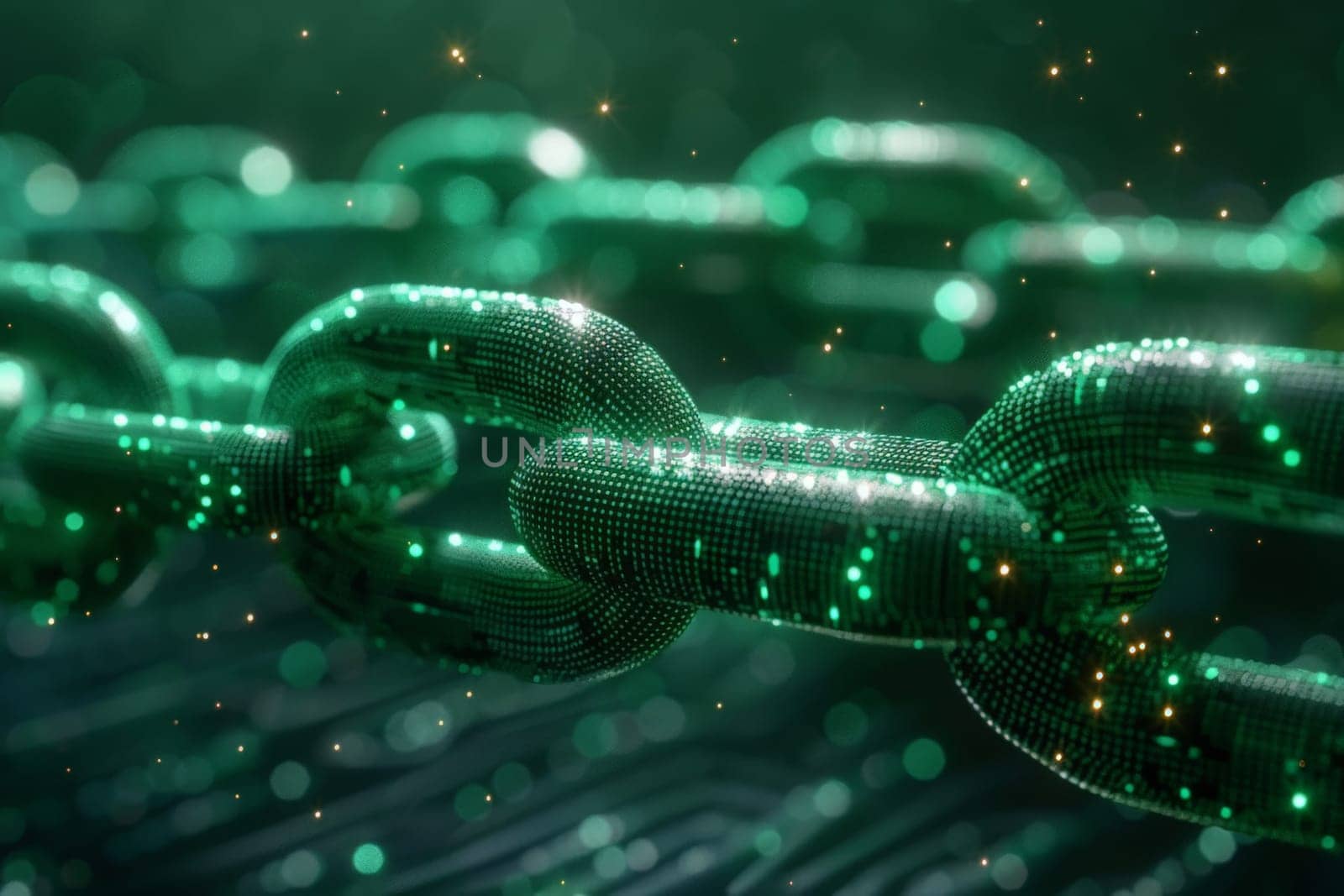 Chain of network connections, Block chain concept, Digital security chain link concept by nijieimu