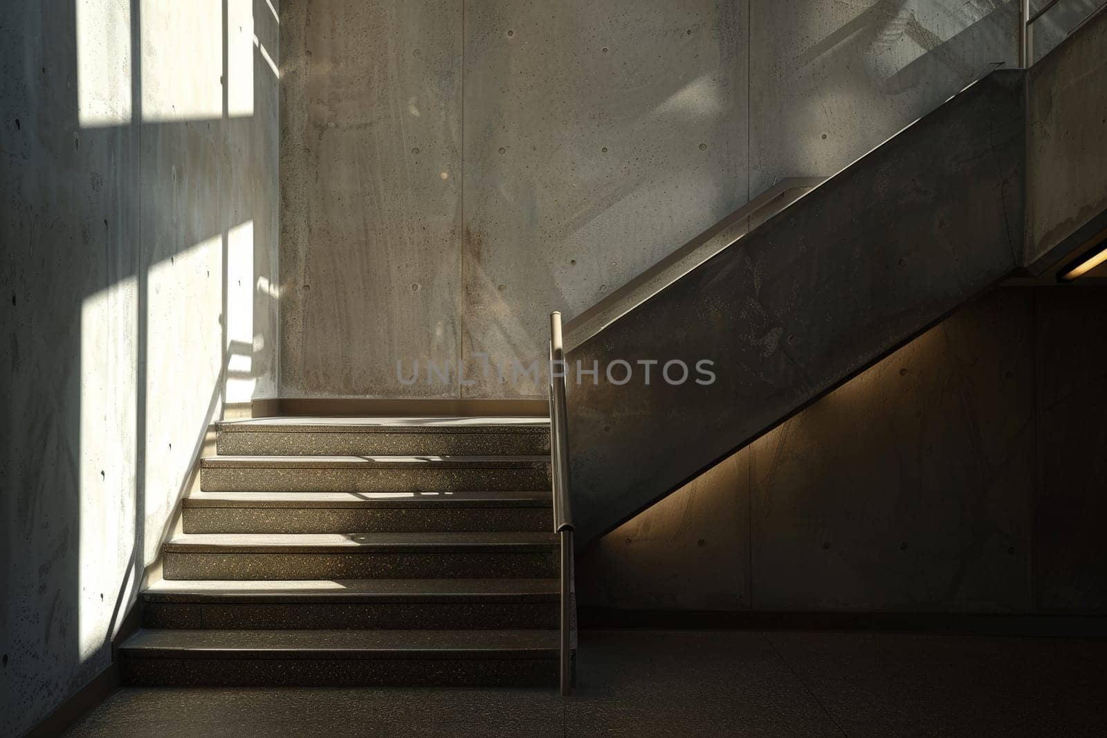 Lighting effects of staircases in public buildings, abstract simple stairs by nijieimu