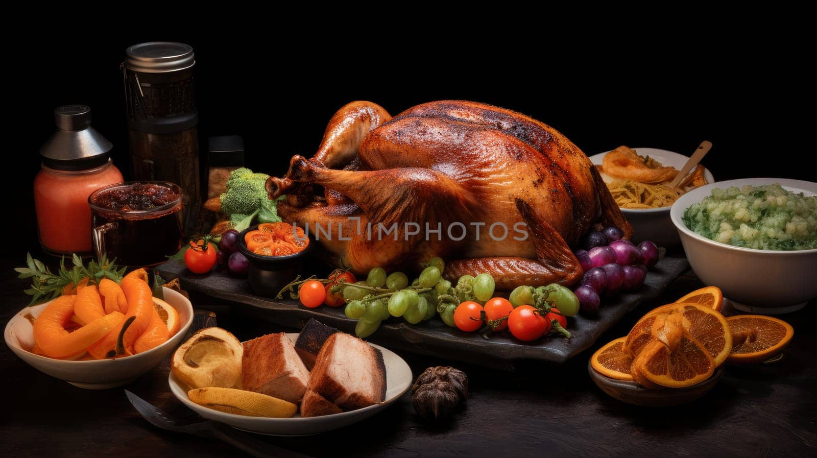 Baked turkey and other Thanksgiving foods. by palinchak