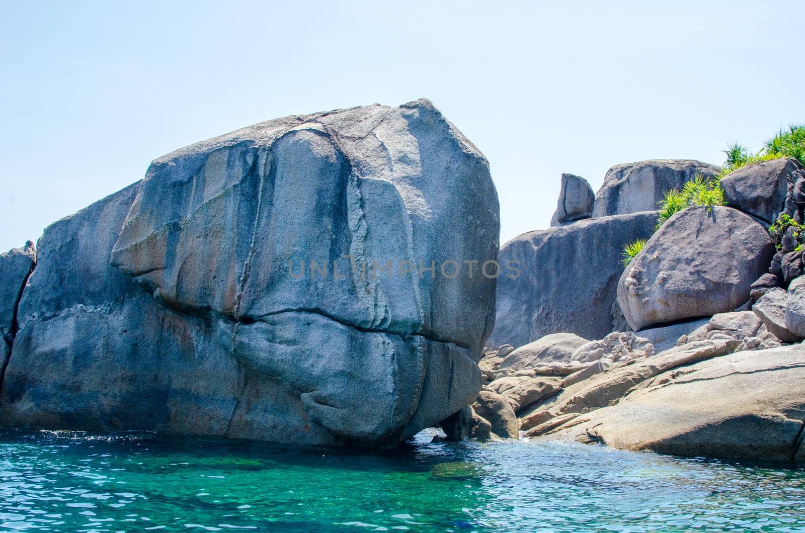 Rocks and stone beach Similan Islands with famous Sail Rock, Phang Nga Thailand nature landscape by lucia_fox