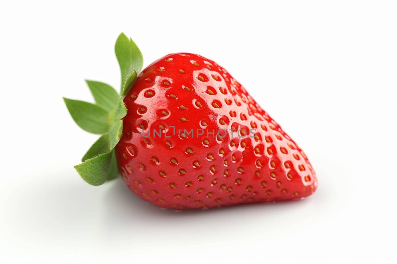 Strawberry with stem isolated on a white background, 3d render