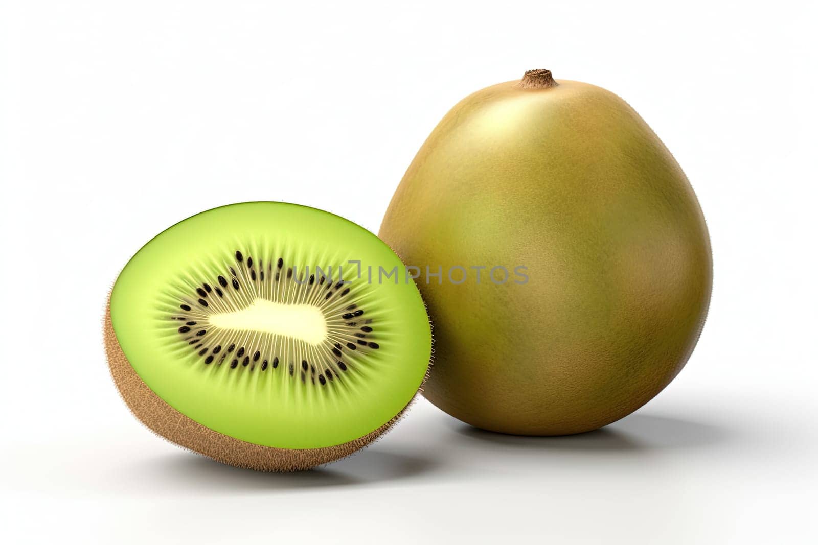 Sliced kiwi solated on a white background, 3d render