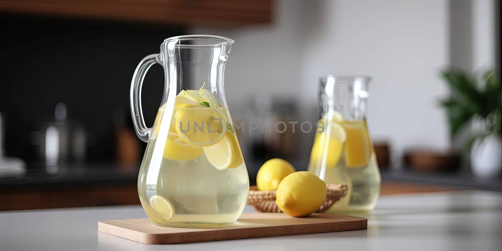 Glass jugs with fresh cold lemonade by GekaSkr