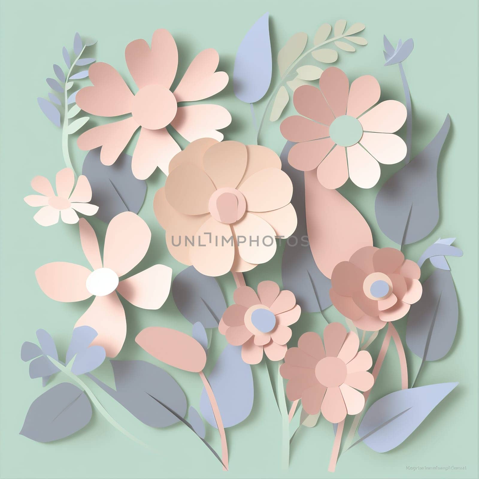 Illustration On Paper Showcases Quilling Flowers In Pastel Colors