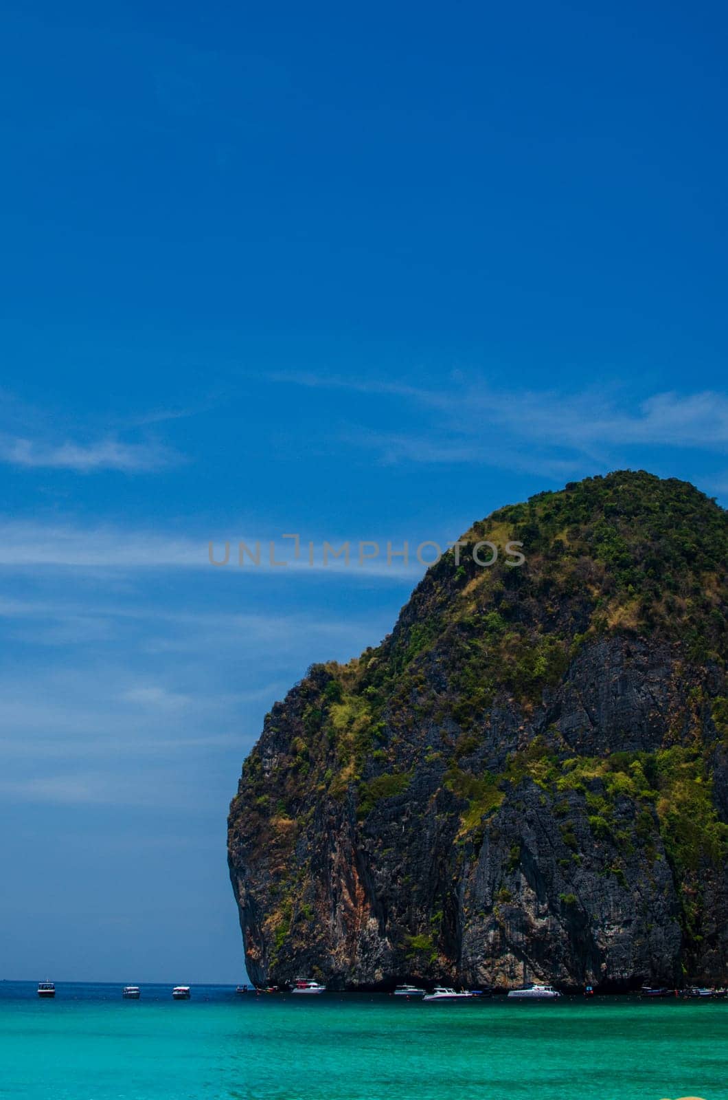 Maya Bay - Beautiful beach in Phi Phi Island - Thailand, March 2024.