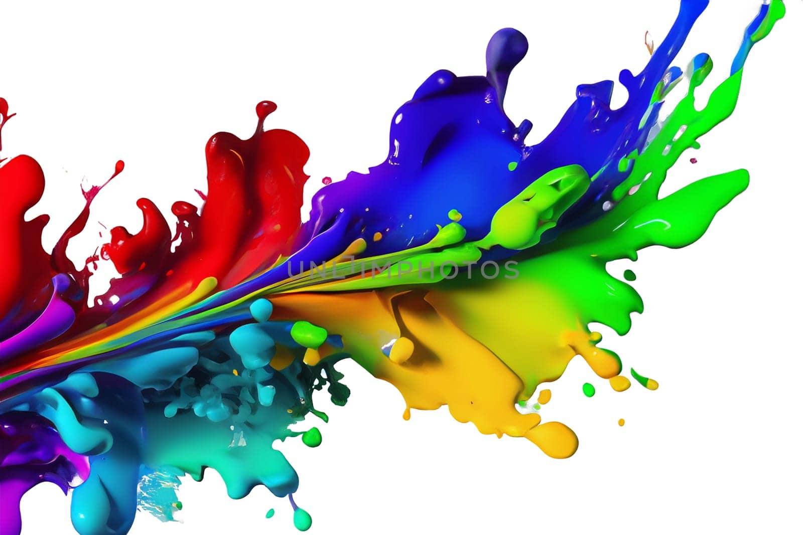 ai generated splash from paint in rainbow colors on white background