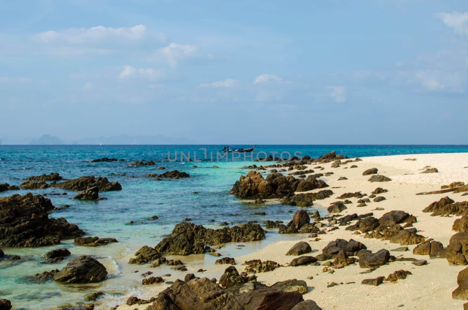 Beautiful sea and beach view and turquoise water in Thailand.