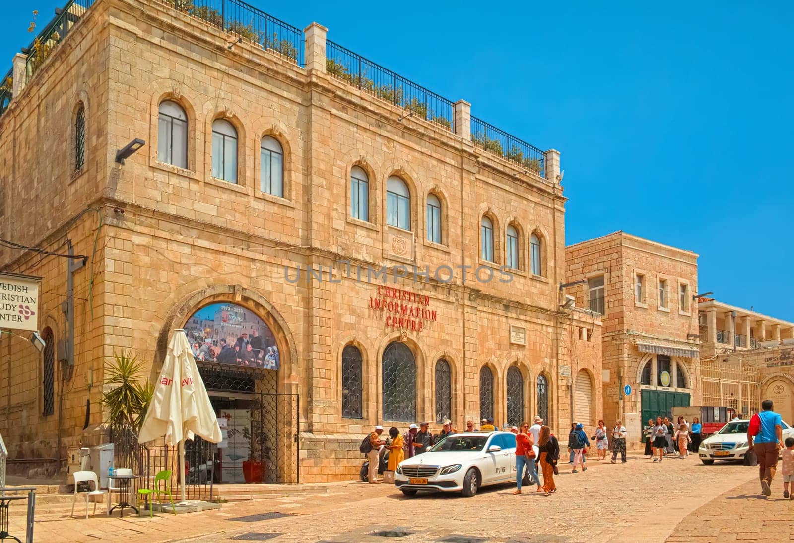 Jerusalem, Israel - 9 May, 2023: Christian Information Center building, Old City of Jerusalem.