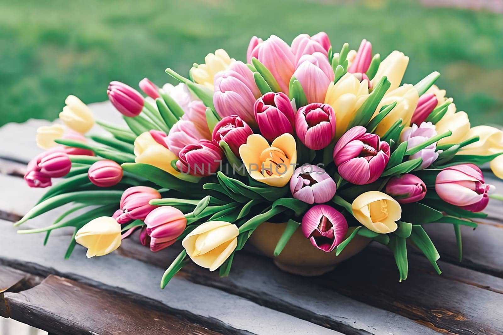 Easter Floral Delight. A composition featuring a variety of fresh spring flowers tulips by GoodOlga