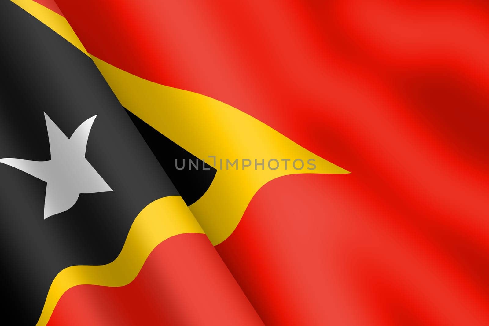 An East Timor waving flag 3d illustration wind ripple