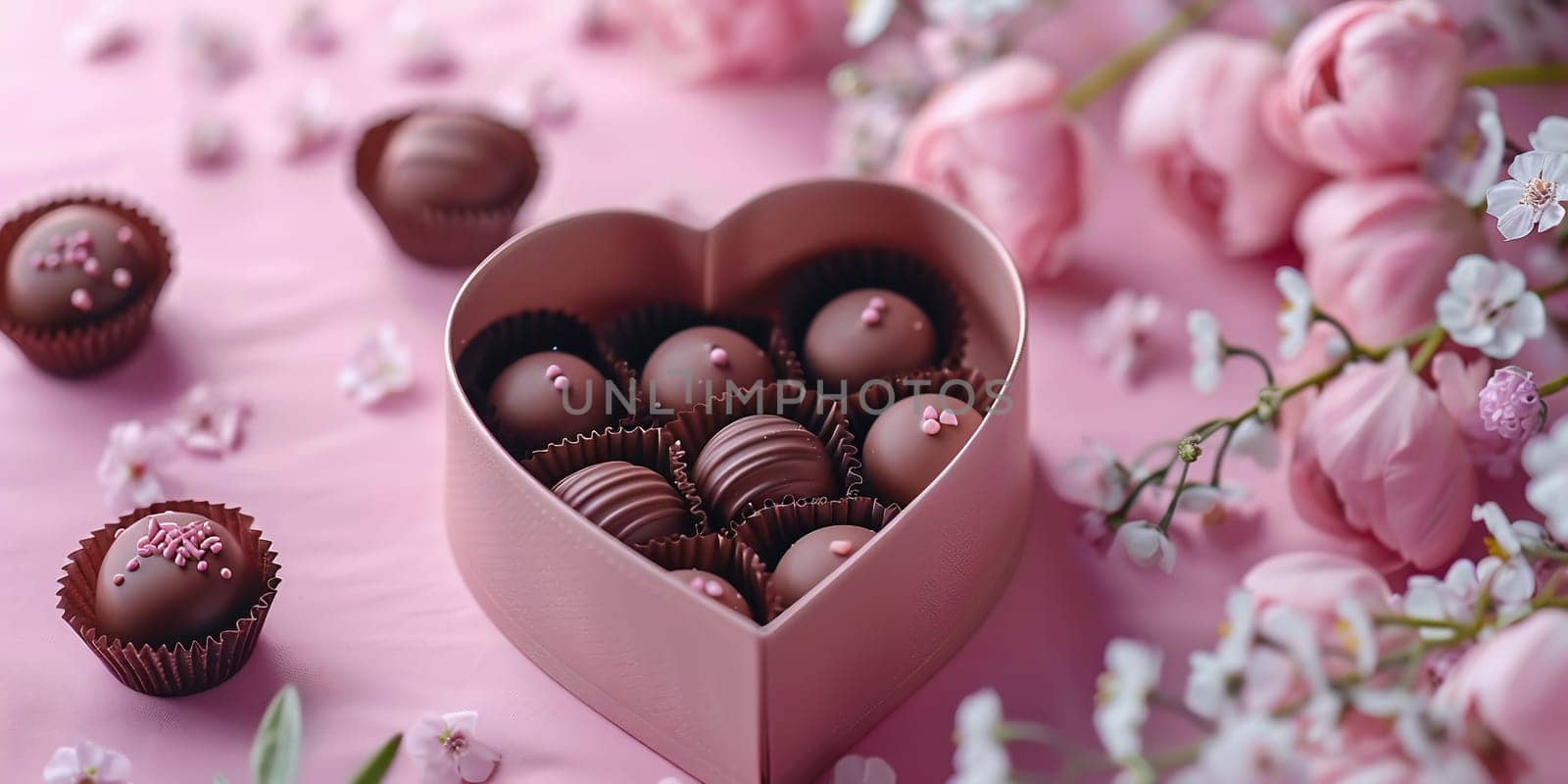 Luxury box of handmade chocolates with rose. Gift concept. High quality photo