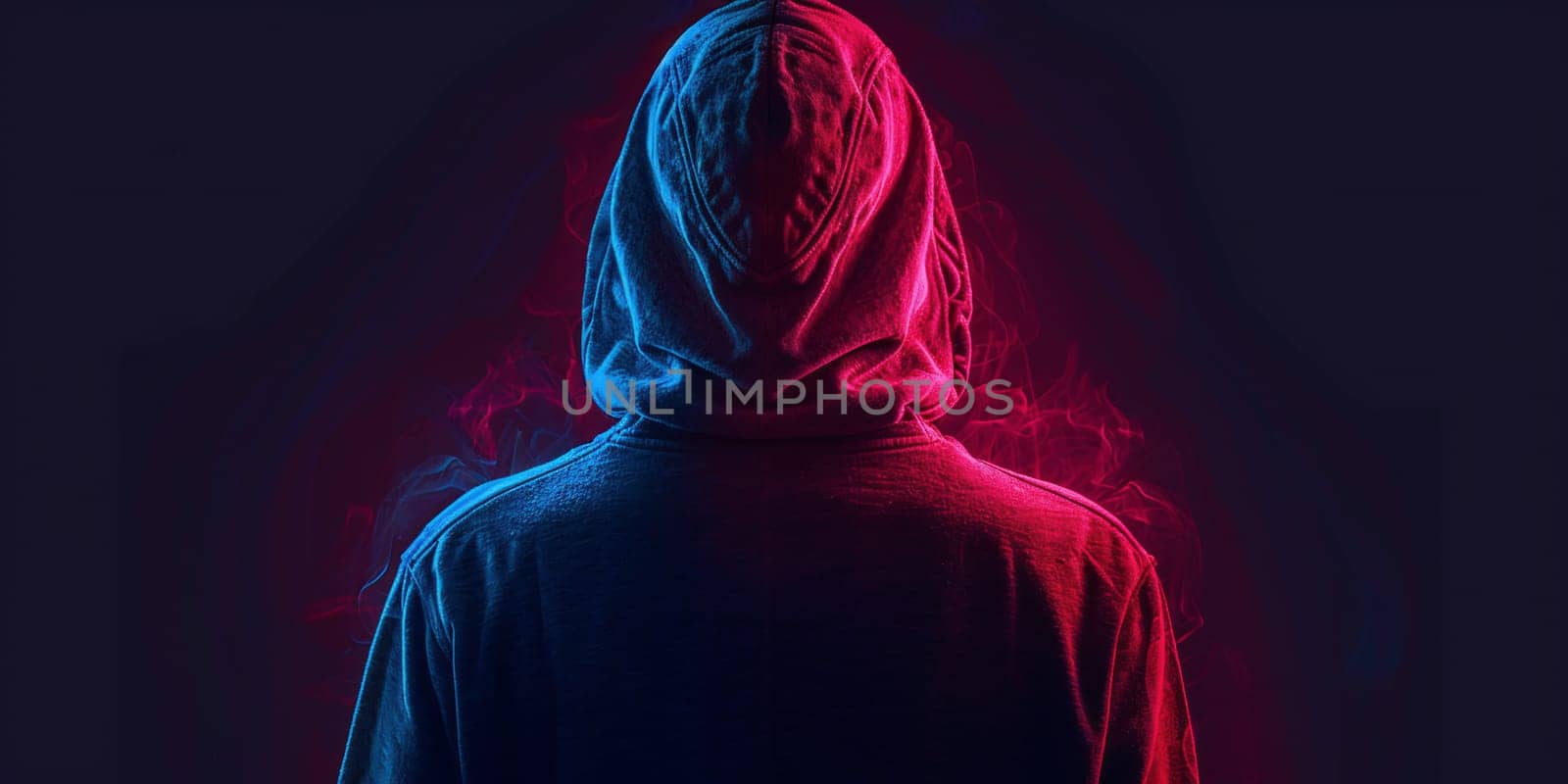 Dangerous hooded hacker. Internet, cyber crime, cyber attack, system breaking and malware concept. Dark face. Anonymous holding smart phone and laptop in hands. by Andelov13