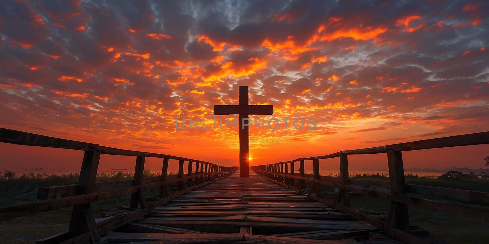 The Cross at the sunset background , Jesus Christ cross. High quality photo