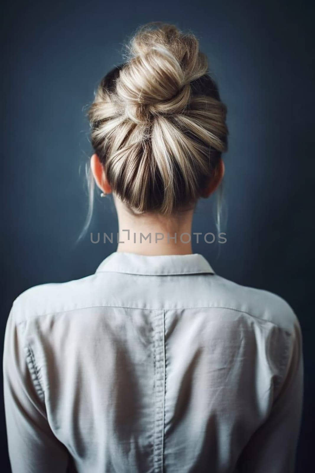 Elegant hairstyle with a neatly done bun on a person with light toned hair by Hype2art