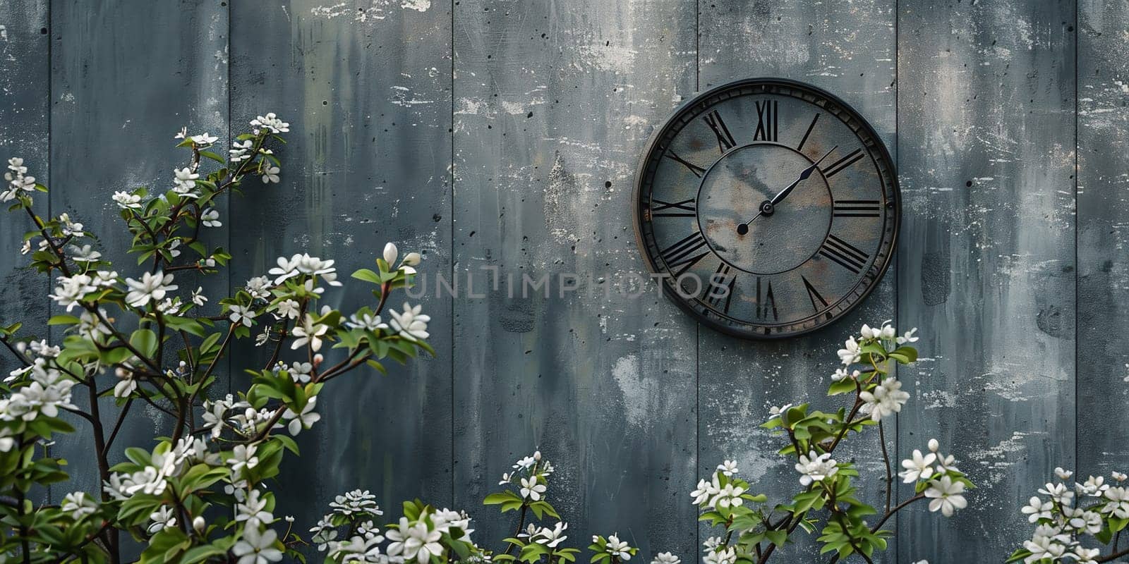Vintage clock with Roman numeral. wall clock-face dialrustical on white brick wall in the apartment,. High quality photo
